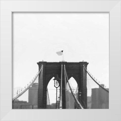 Brooklyn Bridge bw White Modern Wood Framed Art Print by Telik, Tracey