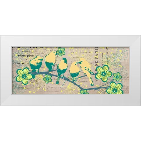 Bird Botanical Yellow White Modern Wood Framed Art Print by Jordan, Elizabeth