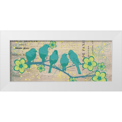 Bird Botanical Blue White Modern Wood Framed Art Print by Jordan, Elizabeth
