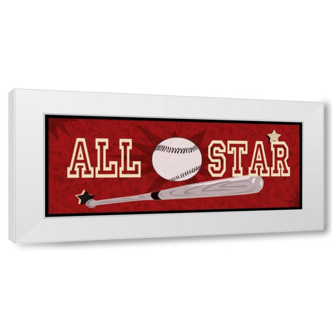 All Star White Modern Wood Framed Art Print by Pazan, Tony