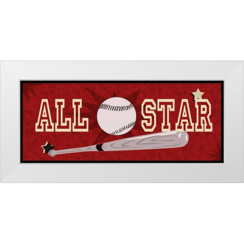 All Star White Modern Wood Framed Art Print by Pazan, Tony