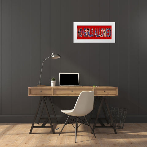 No Girls White Modern Wood Framed Art Print by Pazan, Tony