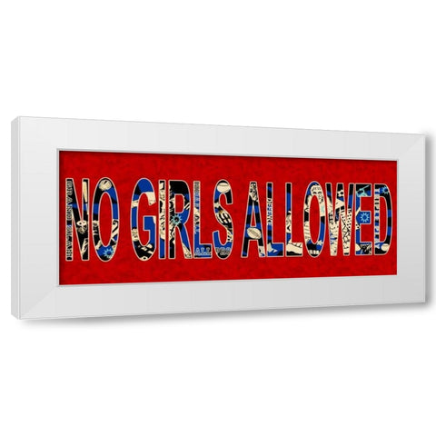No Girls White Modern Wood Framed Art Print by Pazan, Tony