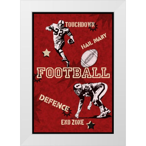 Football White Modern Wood Framed Art Print by Pazan, Tony