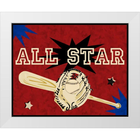 Bat And Glove White Modern Wood Framed Art Print by Pazan, Tony