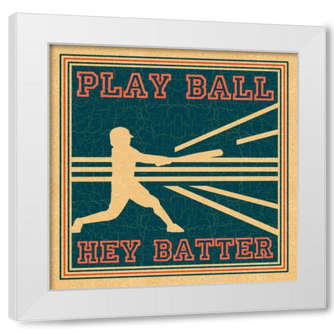 Play Ball White Modern Wood Framed Art Print by Pazan, Tony