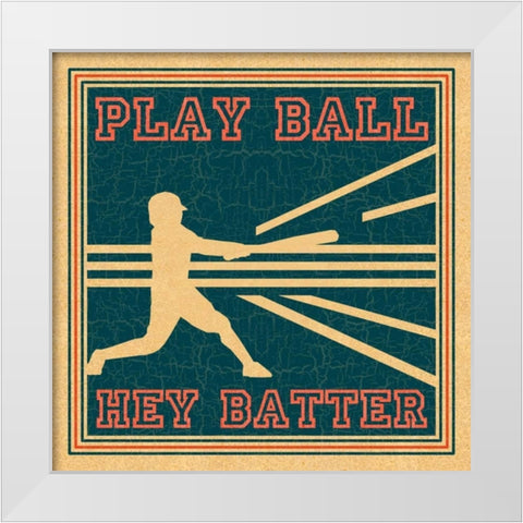 Play Ball White Modern Wood Framed Art Print by Pazan, Tony