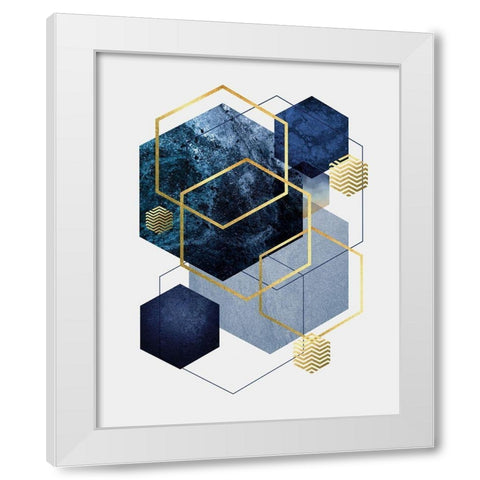 Navy Gold Geo 2 White Modern Wood Framed Art Print by Urban Epiphany