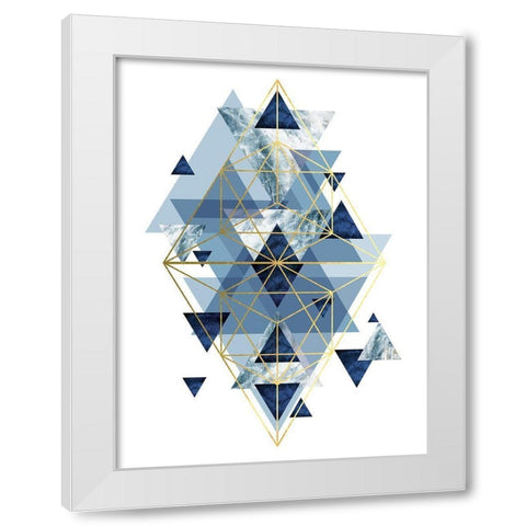 Navy Gold   Geometric White Modern Wood Framed Art Print by Urban Epiphany