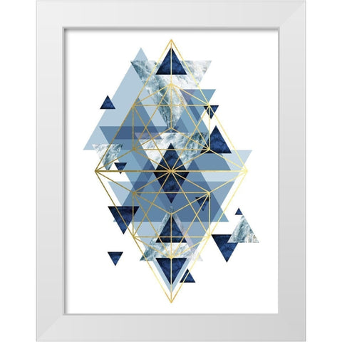 Navy Gold   Geometric White Modern Wood Framed Art Print by Urban Epiphany