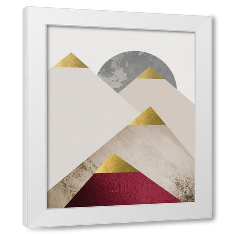 Beige Brugundy Mountains 2 White Modern Wood Framed Art Print by Urban Epiphany