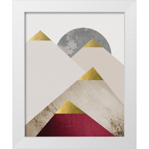 Beige Brugundy Mountains 2 White Modern Wood Framed Art Print by Urban Epiphany