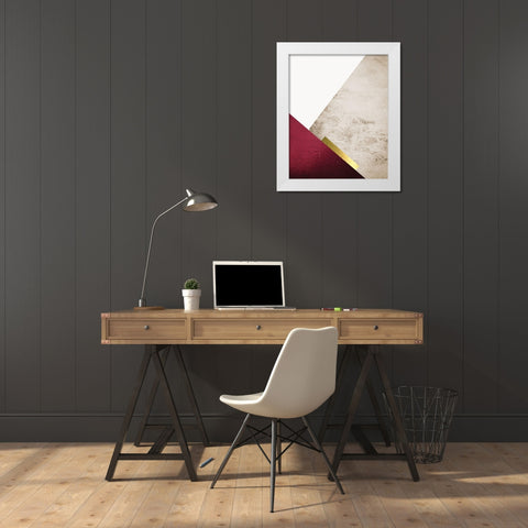 Beige Brugundy Mountains 3 White Modern Wood Framed Art Print by Urban Epiphany