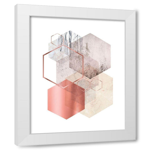 Hexagonal Geo 1 White Modern Wood Framed Art Print by Urban Epiphany