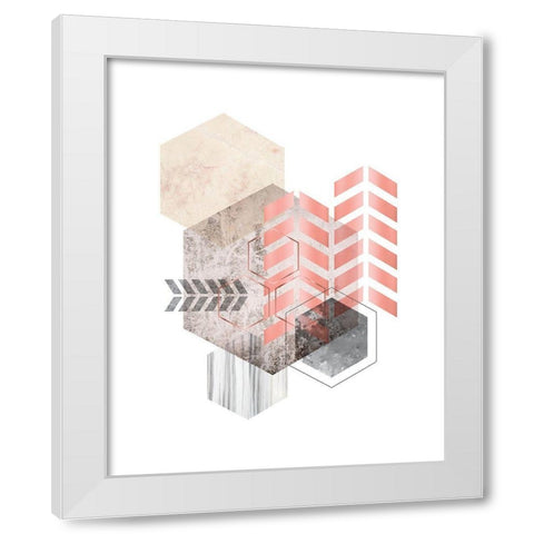Hexagonal Geo White Modern Wood Framed Art Print by Urban Epiphany