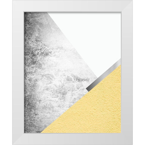 Yellow and Grey Mountains White Modern Wood Framed Art Print by Urban Epiphany