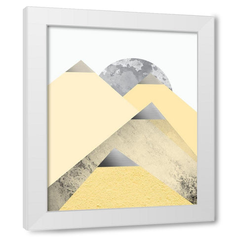Yellow and Grey Mountains 2 White Modern Wood Framed Art Print by Urban Epiphany