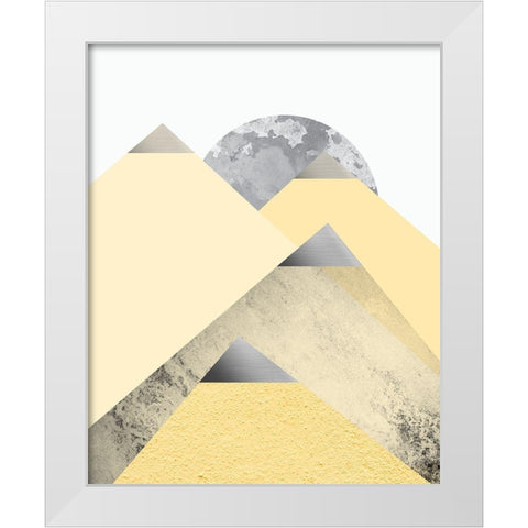 Yellow and Grey Mountains 2 White Modern Wood Framed Art Print by Urban Epiphany