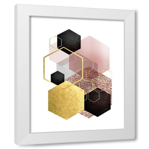BlushPink Gold 2 White Modern Wood Framed Art Print by Urban Epiphany