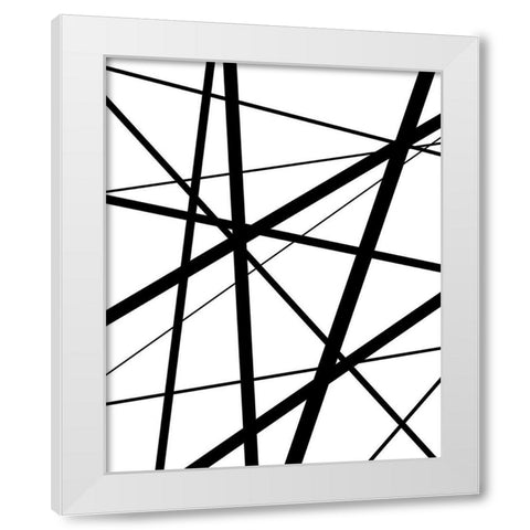 BW Geo Lines 1 White Modern Wood Framed Art Print by Urban Epiphany