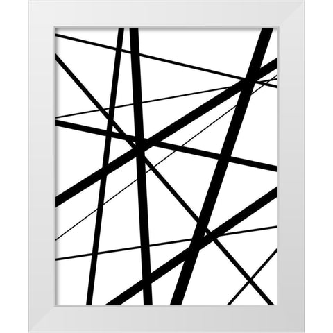 BW Geo Lines 1 White Modern Wood Framed Art Print by Urban Epiphany