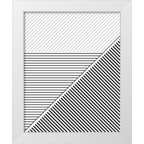 BW Geo Lines 2 White Modern Wood Framed Art Print by Urban Epiphany