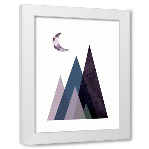 Scandi Mountains Blue 1 White Modern Wood Framed Art Print by Urban Epiphany