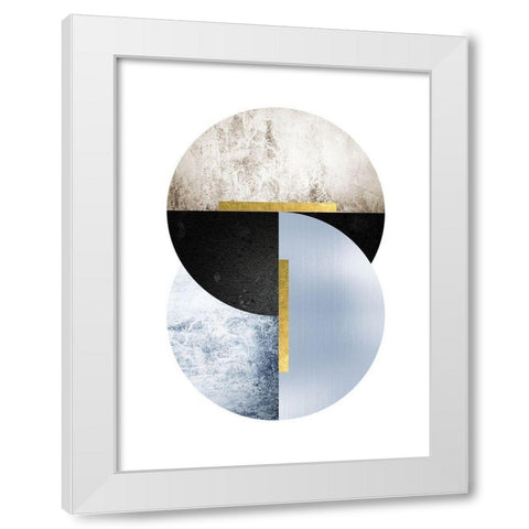 Blue Beige Black Geo White Modern Wood Framed Art Print by Urban Epiphany