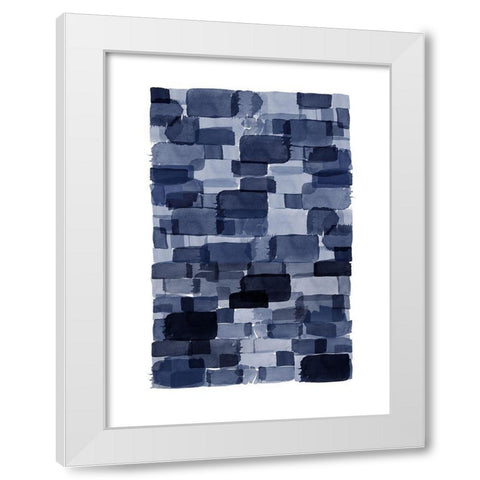 Navy Blue Watercolor Block White Modern Wood Framed Art Print by Urban Epiphany