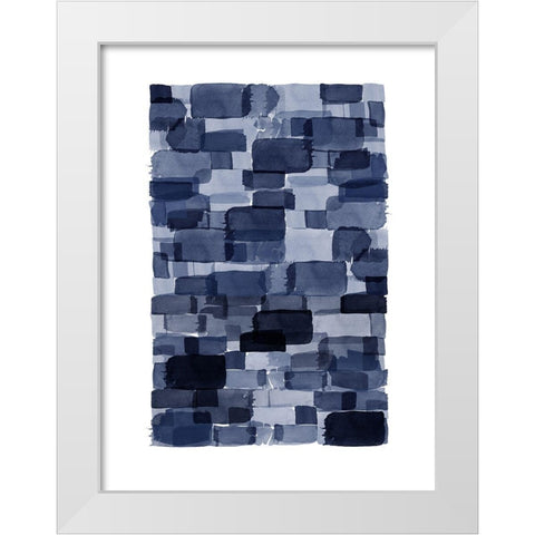 Navy Blue Watercolor Block White Modern Wood Framed Art Print by Urban Epiphany