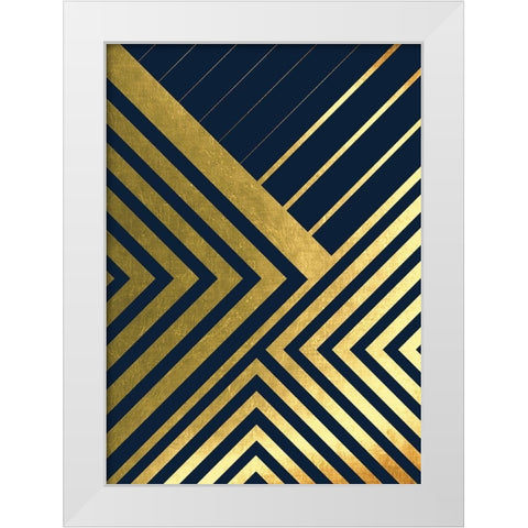 Metallic Lines Navy 2 White Modern Wood Framed Art Print by Urban Epiphany