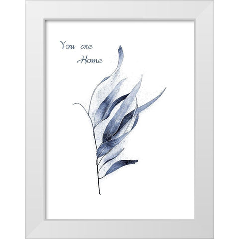 Gum Leaves Navy White Modern Wood Framed Art Print by Urban Epiphany