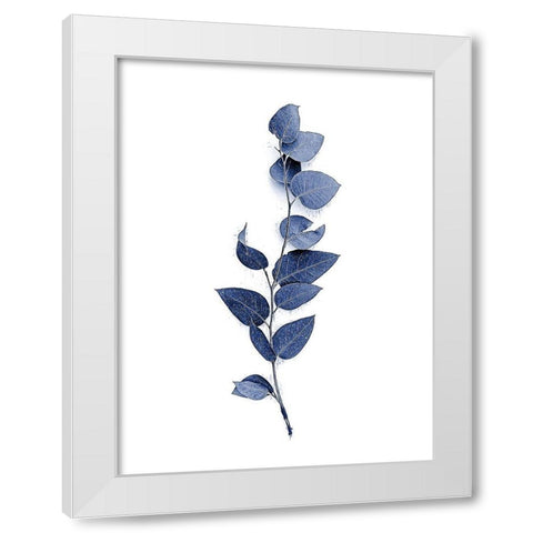Tiny Branch Navy White Modern Wood Framed Art Print by Urban Epiphany