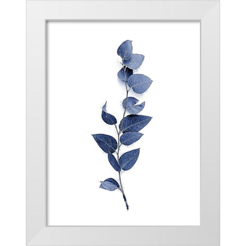 Tiny Branch Navy White Modern Wood Framed Art Print by Urban Epiphany