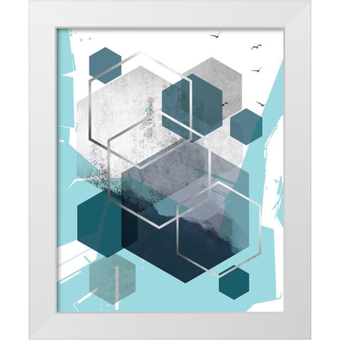 Abstract Teal 1 White Modern Wood Framed Art Print by Urban Epiphany