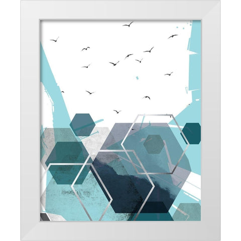 Abstract Teal 2 White Modern Wood Framed Art Print by Urban Epiphany