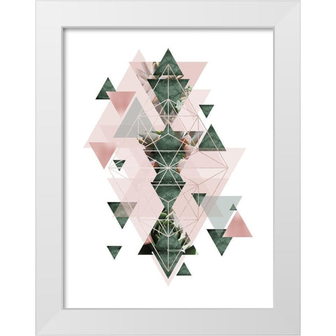 Pink Green Geometric 2 White Modern Wood Framed Art Print by Urban Epiphany