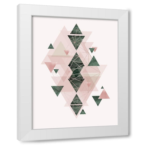 Pink Green Geometric 3 White Modern Wood Framed Art Print by Urban Epiphany