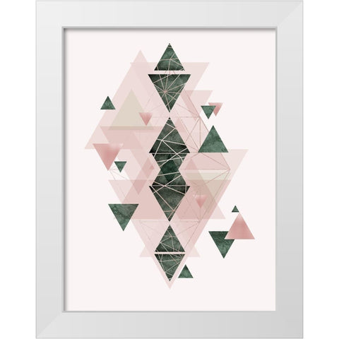 Pink Green Geometric 3 White Modern Wood Framed Art Print by Urban Epiphany