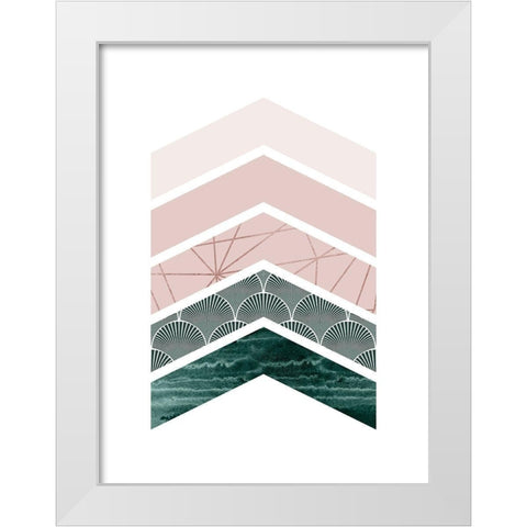 Evergreen Blush Geo 1 White Modern Wood Framed Art Print by Urban Epiphany