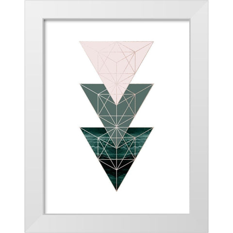 Evergreen Blush Geo 4 White Modern Wood Framed Art Print by Urban Epiphany