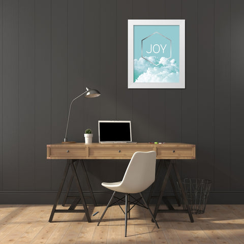 Love Joy Geo Turquoise 3 White Modern Wood Framed Art Print by Urban Epiphany