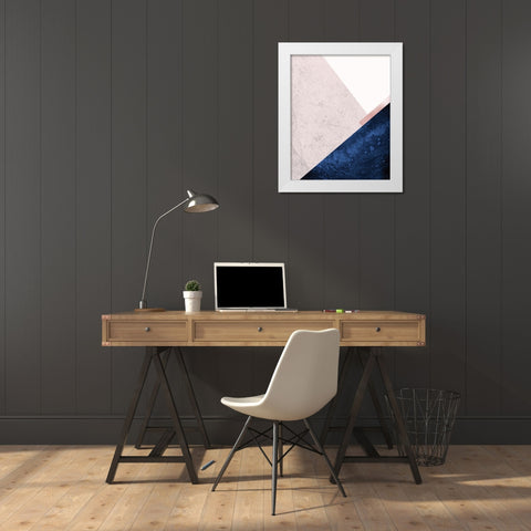 PinkNavy Mountains 1 White Modern Wood Framed Art Print by Urban Epiphany