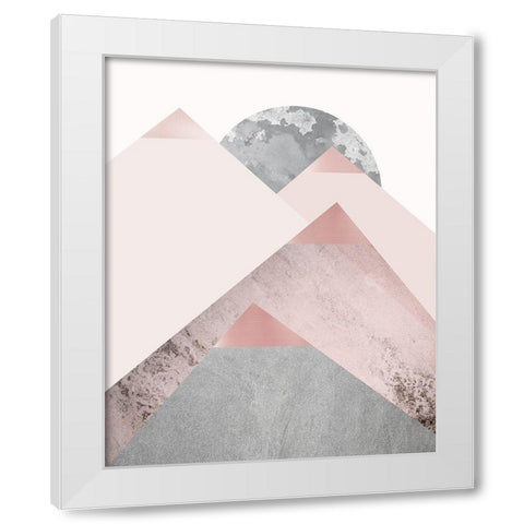 Blush Pink Mountains 2 White Modern Wood Framed Art Print by Urban Epiphany