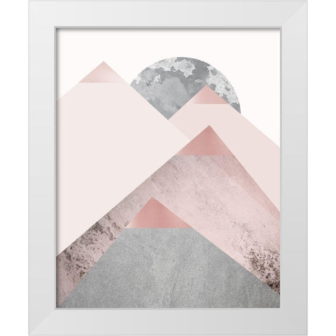 Blush Pink Mountains 2 White Modern Wood Framed Art Print by Urban Epiphany