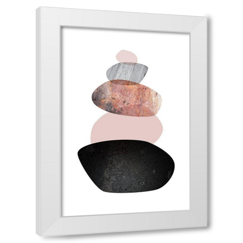 Balanced  White Blush White Modern Wood Framed Art Print by Urban Epiphany