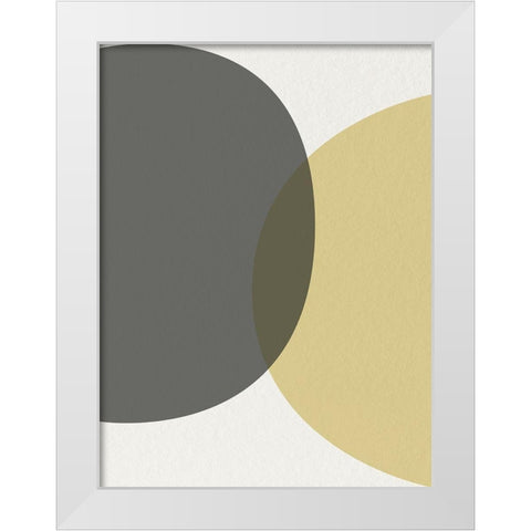 Mid Century Abstract Circle 3 White Modern Wood Framed Art Print by Urban Epiphany