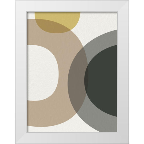 Mid Century Abstract Circle 5 White Modern Wood Framed Art Print by Urban Epiphany