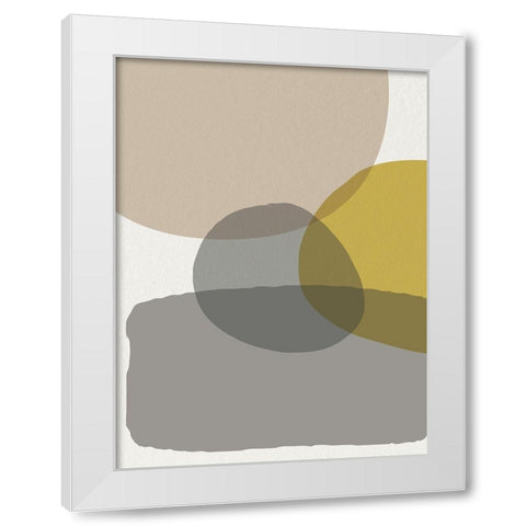 Mid Century Abstract Circle 6 White Modern Wood Framed Art Print by Urban Epiphany