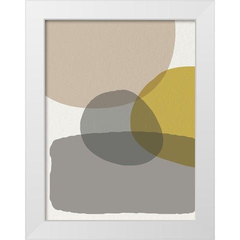Mid Century Abstract Circle 6 White Modern Wood Framed Art Print by Urban Epiphany